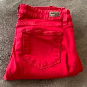 Paige denim peg skinny size 28 bright red 98% cotton 2% spandex